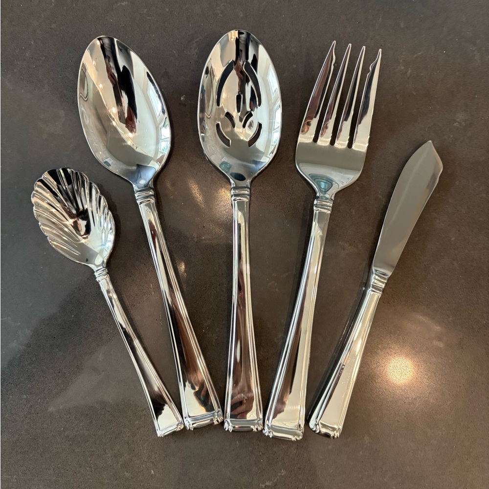 Gorham Silver Column (Stainless) 5 piece Hostess Set - Brand New/Never Used